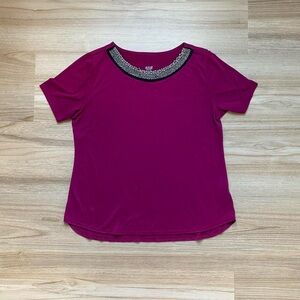 Pink shirt with jewels on the collar size petite large